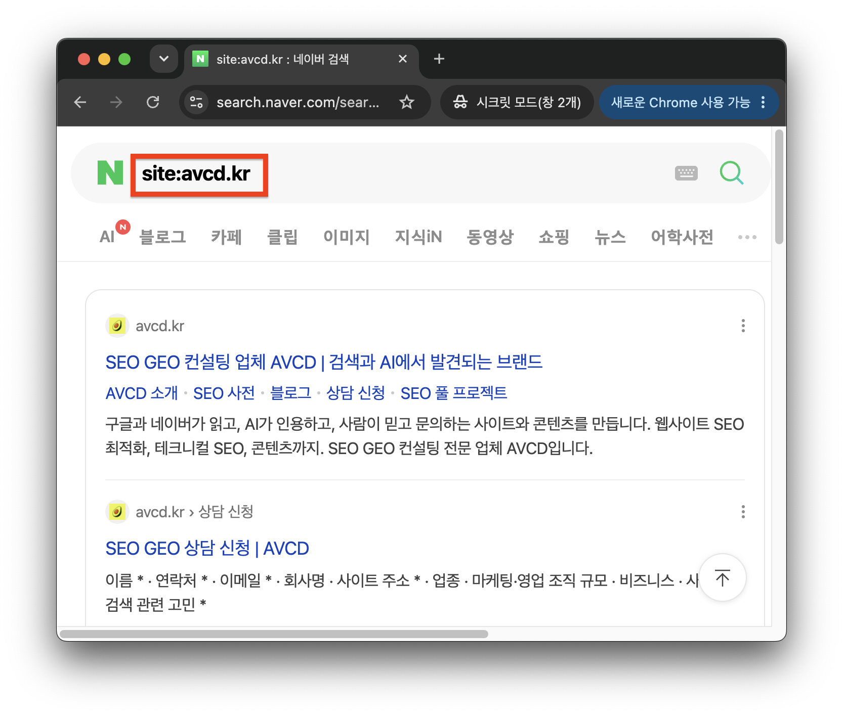 네이버에서 site 명령어로 검색한 사이트 저장 페이지 목록